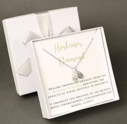 Herkimer diamond raw stone necklace Sterling silver April birthstone necklace Quartz Birthday gift Christmas Graduation Niece monogram