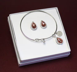 Custom Vintage Rose bridesmaid earrings Bridesmaid gift Rose gold bridesmaid infinity bracelet earrings necklace Rose pink wedding jewelry