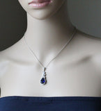 Navy blue bridal necklace earrings set Sapphire blue Wedding earrings Navy bracelet earrings Bridesmaid earrings gift Navy blue Bridal SET