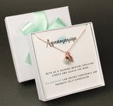 Natural Aquamarine stone necklace March birthstone necklace Aquamarine pendant necklace Personalized initial necklace Christmas family gift