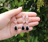 Navy blue bridal drop earrings Wedding necklace earrings bracelet SET Bridesmaids gift Sapphire blue wedding jewelry Bridal jewelry set Vine