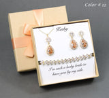 Bridesmaid earrings Black tear drop crystal earrings bridesmaid jewelry Bridesmaid necklace earrings bracelet Prom jewelry Bridal jewelry