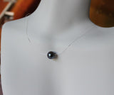 Pearl necklace, Genuine Tihitian Black Fresh Water Pearl necklace, Floating pearl necklace, Single pearl necklace, Illusion necklace