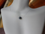 Pearl necklace, Genuine Tihitian Black Fresh Water Pearl necklace, Floating pearl necklace, Single pearl necklace, Illusion necklace