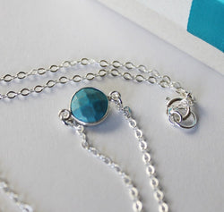 Natural Turquoise stone necklace, Sterling Silver, Turquoise necklace, Blue stone necklace, turquoise necklace, Solitaire, December birthday