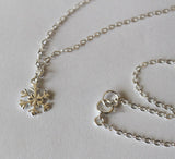 Christmas gift -Snowflake Necklace- Sterling Silver- Snow flake pendant necklace- Winter wedding- Bridesmaids necklace-Snow flake necklace