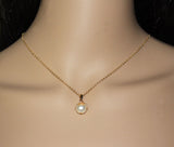 Leaf pearl pendant necklace, 14K gold filled large pearl necklace, Bridesmaids necklace,Bridal necklace, Silver necklace, Bridesmaid gift