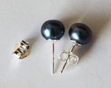 6 -6.5 mm Peacock pearl earring studs, Genuine pearl stud earrings, sterling silver, Bridesmaid gifts, Bridesmaid earrings, Birthday gift