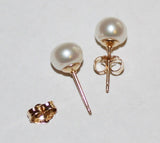 SET of 9 pairs Gold bridesmaid earrings 7.5mm REAL pearl earring studs 9 sets bridesmaid gifts Gold earring studs bridesmaids pearl earrings