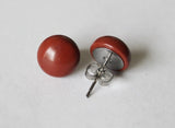 Large 10mm Natural Red Jasper Studs, hypoallergenic Titanium earring, Cabochon Gemstone post studs,for sensitive ears