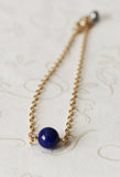 Single Natural Blue Lapis Lazuli Bracelet, 14K Gold filled, blue lapis bracelet, September birthstone bracelet, Blue bridesmaids
