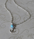 Anchor and opal necklace, Sterling Silver, Anchor necklace, opal necklace, multiple colors, blue opal necklace, Beach wedding, Birthday gift