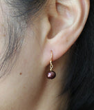 Chocolate fresh water pearl dangle earrings, Gold pearl earrings, Brown pearl drop earrings, simple pearl earring
