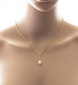 SET of 6 gold Real pearl pendant necklace, Real pearl necklace, Infinity necklace, bridesmaid necklace, Bridesmaids jewelry, Bridal gifts