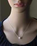 Large pearl necklace- Sterling Silver- 14K gold fill -White pearl necklace- Floating pearl- Bridesmaid pearl necklace-Bridesmaids gift