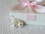 10 mm large leaf pearl drop earrings- White pearl earrings- Bridesmaid earrings- Silver leaf pearl earrings- pearl earrings- gold earrings