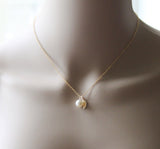 Gold Leaf and pearl necklace- 14K gold fill leaf necklace- Gold bridesmaid necklace- Leaf necklace- gold pearl necklace- Wedding gifts