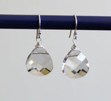 Silver Gray Crystal Earrings, Swarovski Crystal Briolettes, Sterling Silver, Silver Bridesmaid earrings, Gray drop earrings, Crystal earring