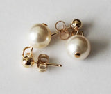 Bridesmaids pearl earrings, 14K Gold Filled ball post earrings, pearl drop earrings, Bridesmaid earrings, Bridesmaid gift, Gold earring