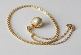 Leaf pearl pendant necklace, 14K gold filled large pearl necklace, Bridesmaids necklace,Bridal necklace, Silver necklace, Bridesmaid gift