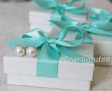 Set of 12 pairs bridesmaid earrings, 7.5mm real pearl earring studs, 12 sets bridesmaid earrings, Sterling silver, bridal gifts, Aqua, blue