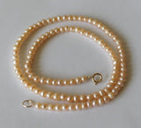 Petite pearl necklace, Genuine Peach champagne pearl necklace, Real pearl necklace, flower girl, bridesmaid necklace, gold pearl