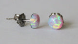6mm Pink opal stud earrings, Hypoallergenic Titanium earrings, Bridesmaid Opal earring, October birthday, Pink earrings, Bridesmaid earrings