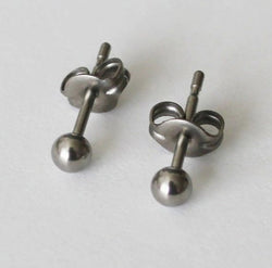 Pure Titanium ball post earring, 3mm, 4mm, 5mm, 6mm titanium ball stud earrings, 100% Hypoallergenic, Sensitive ear