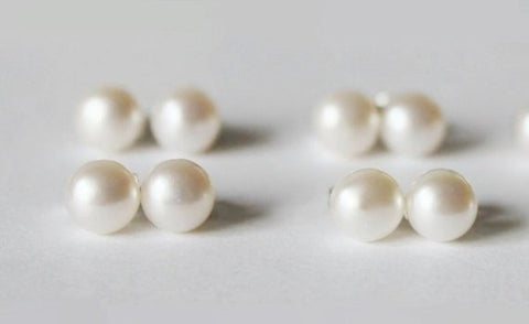 SET of 6 pairs Real pearl stud earring, Bridesmaid pearl studs, bridesmaid earrings, Bridal party gifts, wedding earrings, Wedding gift sets
