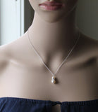 8 set floating pearl necklaces, set of 8 bridesmaid necklace,Swarovski pearls, leaf necklace,Pearl and Rihinestone necklaces, Navy, Nautical