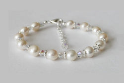 Genuine fresh water pearl bracelet, Wedding Pearl Bracelet, Bridesmaids bracelet, Crystal Bracelet, Bridesmaid bracelet, Bridal pear braclet
