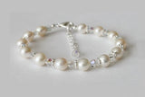Genuine fresh water pearl bracelet, Wedding Pearl Bracelet, Bridesmaids bracelet, Crystal Bracelet, Bridesmaid bracelet, Bridal pear braclet