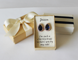 Item# S005 - Sapphire Navy Blue CZ Earrings Stud, 11x16mm