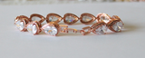 Bridesmaids bracelet, Tear drop cubic zirconia bracelet, Rose gold bracelet, Bridal gold bracelet, Bridesmaids gift, Wedding bracelet