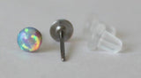 Tiny 4mm Pink Opal Titanium post studs, hypoallergenic Titanium Opal Earring, Australian Opal Gemstone stud earrings
