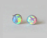 Tiny 4mm Pink Opal Titanium post studs, hypoallergenic Titanium Opal Earring, Australian Opal Gemstone stud earrings