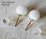 6mm Titanium or Niobium opal earrings, Multiple colors, Gold opal studs, 14K Gold earrings, Hypoallergenic, Birthstone