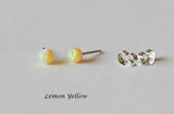Titanium or Niobium fire opal stud earrings- Dainty 4mm Opal ball studs- Hypoallergenic earrings- fire opal studs- 14K Gold opal earrings